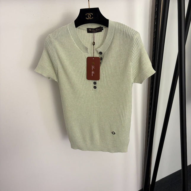 LORO PIANA 26S SHORT SLEEVE KNIT TOP 643